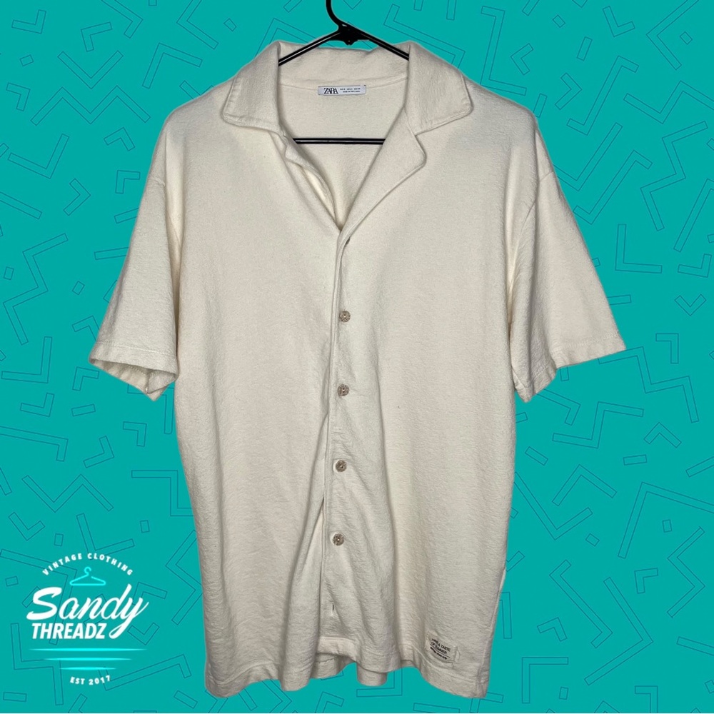 Zara short sleeve button down shirt camp collar - Picture 3 of 7